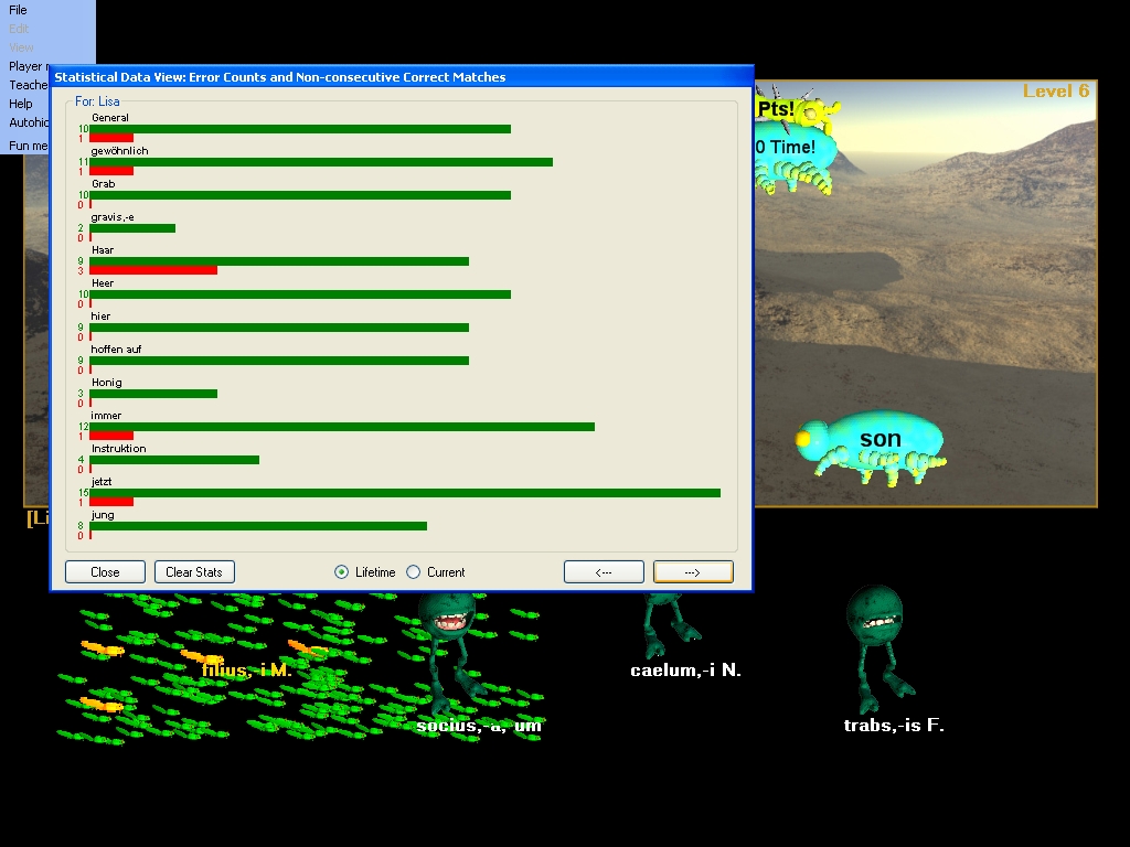 hungry frog french game vocabulary stats