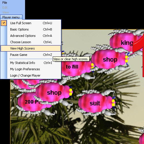 Hungry Frog French Game High Scores Menu