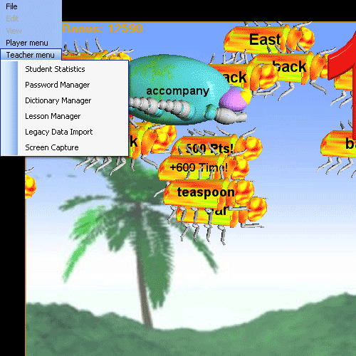French Teacher Menu item | French teacher menu features include the French dictionary manager and French lesson planner among others.