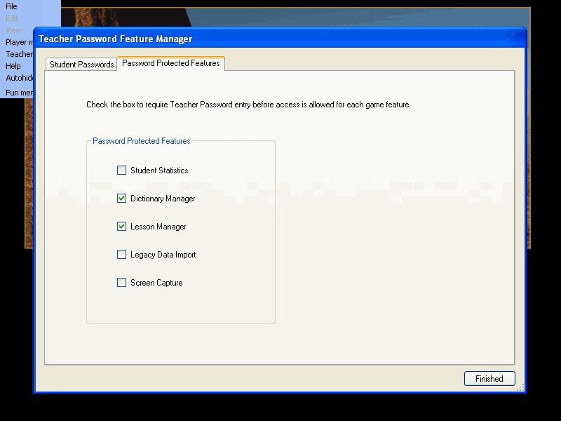 Learn French language game teach PW protection features
