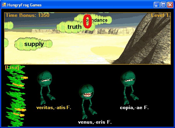 French dictionary word practice with Hungryfrog French Software Program
