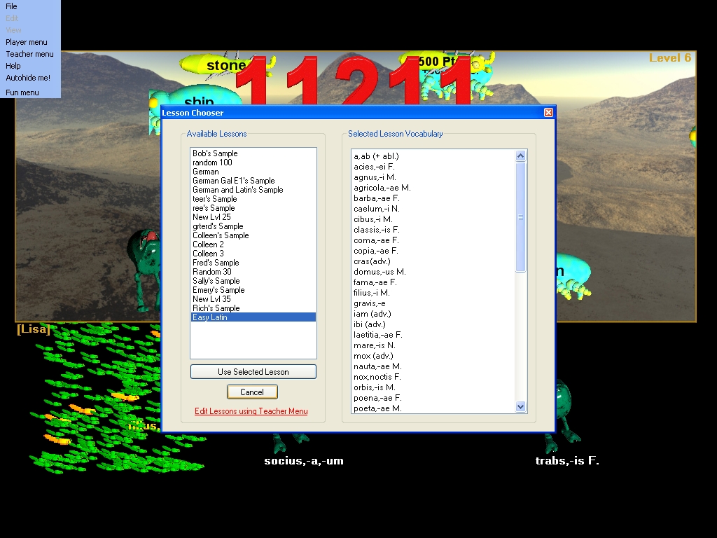 Hungry Frog French Game Lesson Chooer