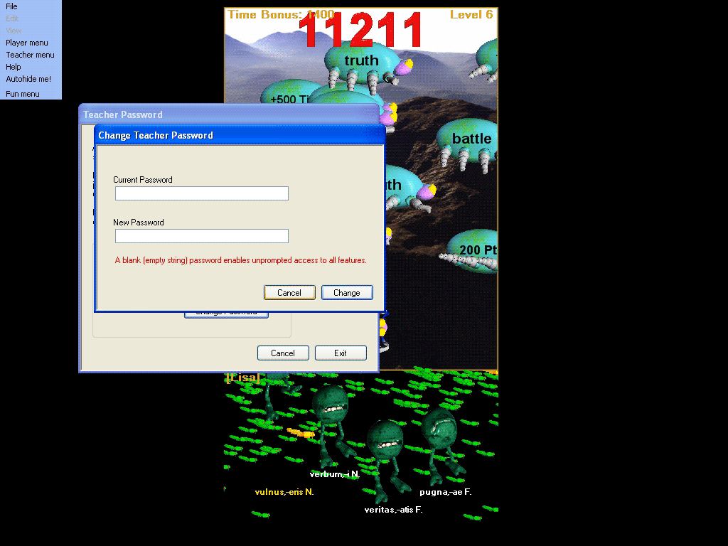 French language software screen capture teach password change